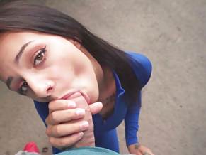 Alexa Throat is sucking fat cock outdoors in POV